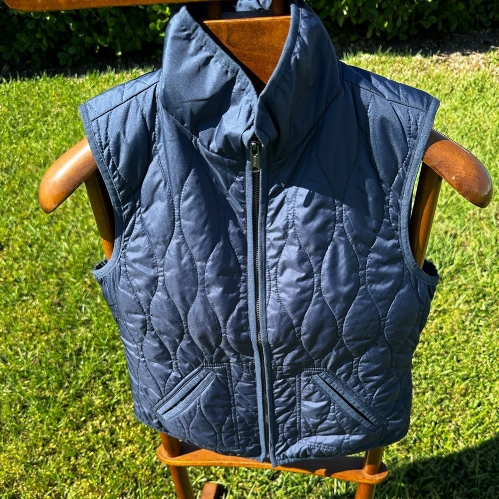Old Navy Dark Blue Navy Quilted Vest Equestrian Quiet Luxury Coast Lake XS - Picture 3 of 9